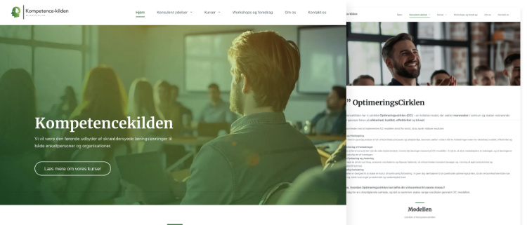 Screenshot af to af Kompetencekilden.dk's sider